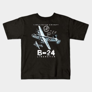 B24 Liberator The Flying Coffin WW2 Heavy Bomber Aircraft Kids T-Shirt